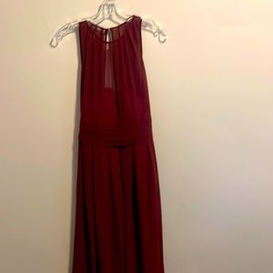 Burgundy floor length bridesmaid dress